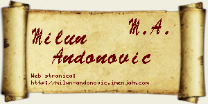 Milun Andonović vizit kartica